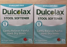 Dulcolax Stool Softener Liquid Gels (50 Gels) 25 each LOT OF 2 Exp:07/25
