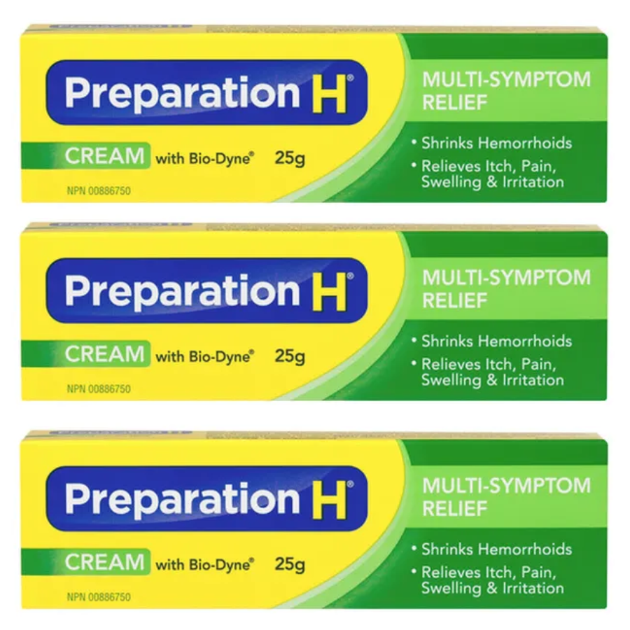 3x Canadian Preparation H Cream With Bio-Dyne Multi Symptom 25g Canada Wrinkles