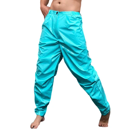 Herren Metallic Kunstleder PU Hose Tapered Hose Shinny Tanz Schausteller Kostüm - Bild 8 von 38