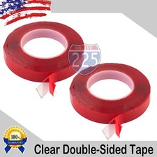2 Rolls 30ft. 10 Yards of 3/4" Double-Sided Clear transparent Tape Adhesive