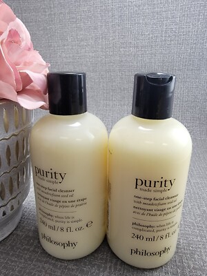2X PHILOSOPHY PURITY MADE SIMPLE ONE STEP FACIAL CLEANER 8 fl oz EACH NWOB