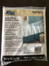 BLUE HAWK Queen/King clear Plastic Mattress Cover 78" x 14" x 100" NEW  B2