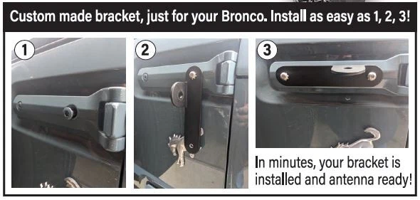 PROCOMM PC21-4404B 3FT CB ANTENNA KIT REAR SWING DOOR MOUNT 2021 &UP FORD BRONCO - Image 3 of 4