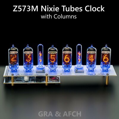 Z573M WHITE Nixie Tubes Clock Music USB Arduino Comp. Temp F/C GRA & AFCH