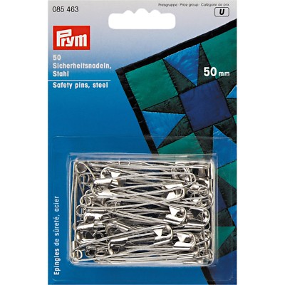 Sicherheitsnadeln groß Stahl 50 Stück 50mm Prym 085463 Nadel Nadeln Farbe silber
