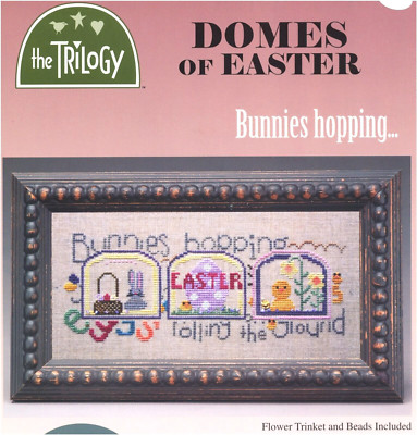Trilogy DOMES OF EASTER BUNNIES HOPPING Cross Stitch Leaflet w/ Embellishments