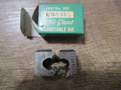 NOS Greenfield Little Giant No. 380 Adjustable Die Set 11/16'' - 11 TPI NS USA