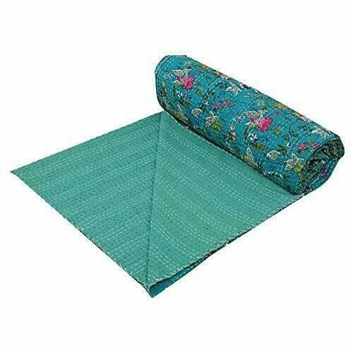Impresionante Edredón Kantha Indio Excelente De Colección Nuevo Tradicional Kantha Edredones Jaipur Foto 3 de 3