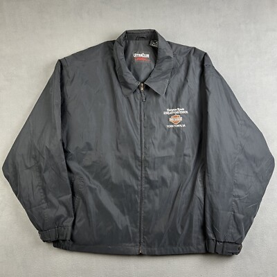 Harley Davidson Jacket Mens 3XL Black Bomber Full Zip Hampton Roads Biker 