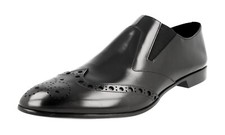 PRADA Leather Flexible Loafer Rubber Cap Dress Shoes Black NEW -  US 11 EU 44