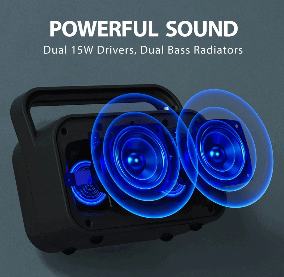 Powerbyte - Portable Digital FM Radio with Powerful 30W Stereo Bluetooth Speaker - image 3 of 4