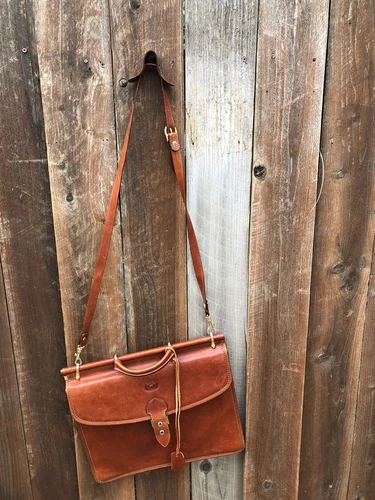 Vintage Rare Conte Max Leather Shoulder Side Bag Briefcase