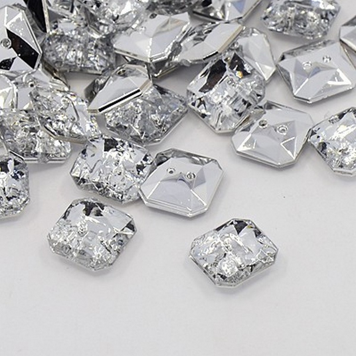 10 Boutons Fantaisie Strass Transparents 15 Mm - 2 Trous, Pour Couture Ou Scrapbooking