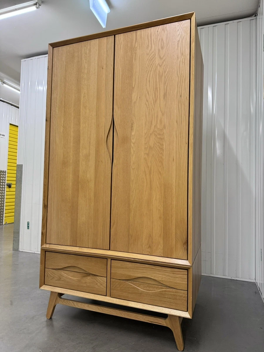 Oak Furnitureland Natural Solid Oak Double Wardrobe Ellipse Range RRP 899