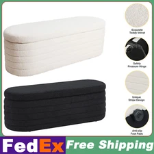 45.5'' Storage Ottoman Bench Upholstered Faux Fur Bedroom Benches for Livingroom
