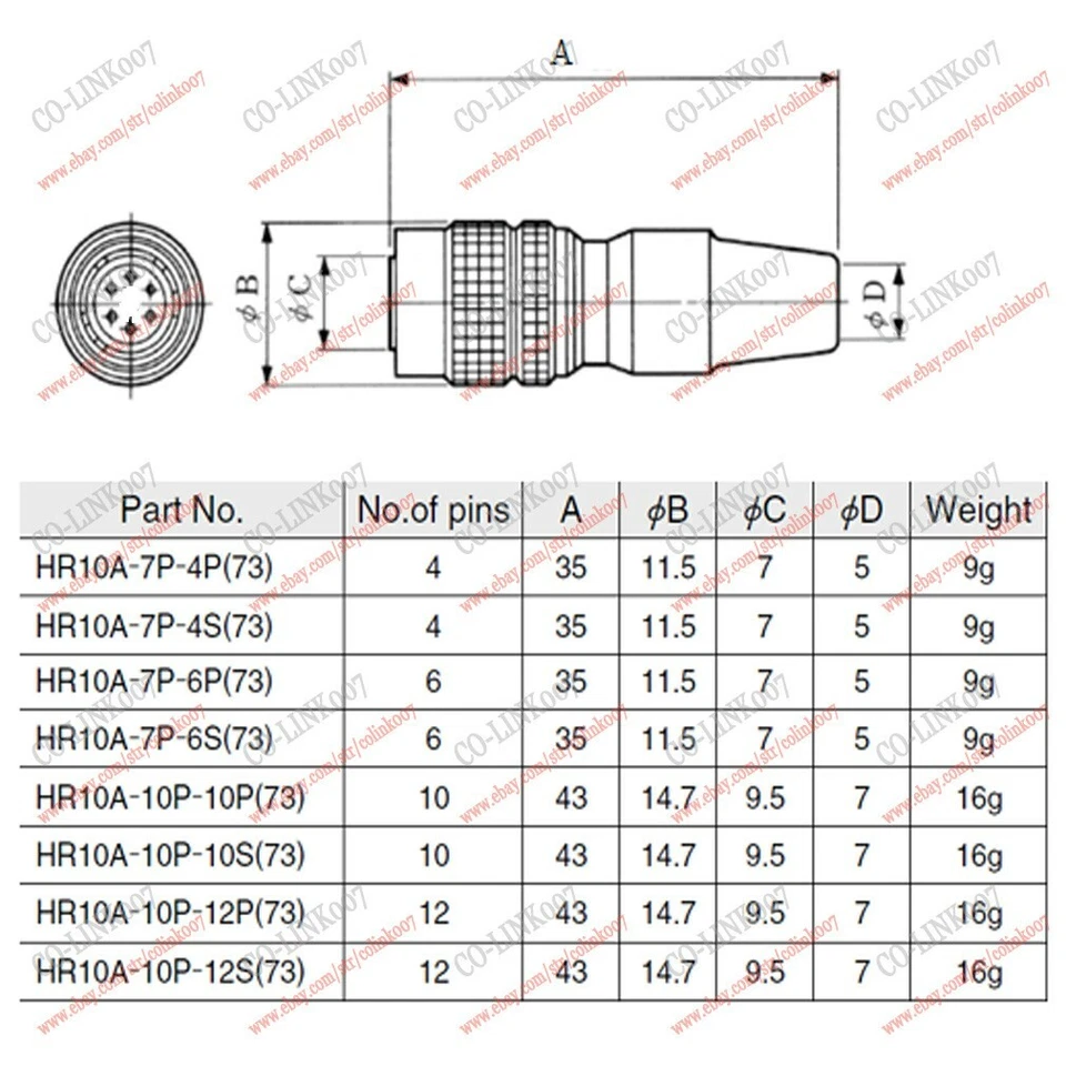 HR10A-10P-12P(73) Hirose 12 Pin Male Plug VAT CCD Industrial Camera Connector - Image 2 of 4