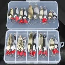 SEÑUELOS DE PESCA Anzuelos para Pescar Fishing Lures Spoon Bait Set with Box