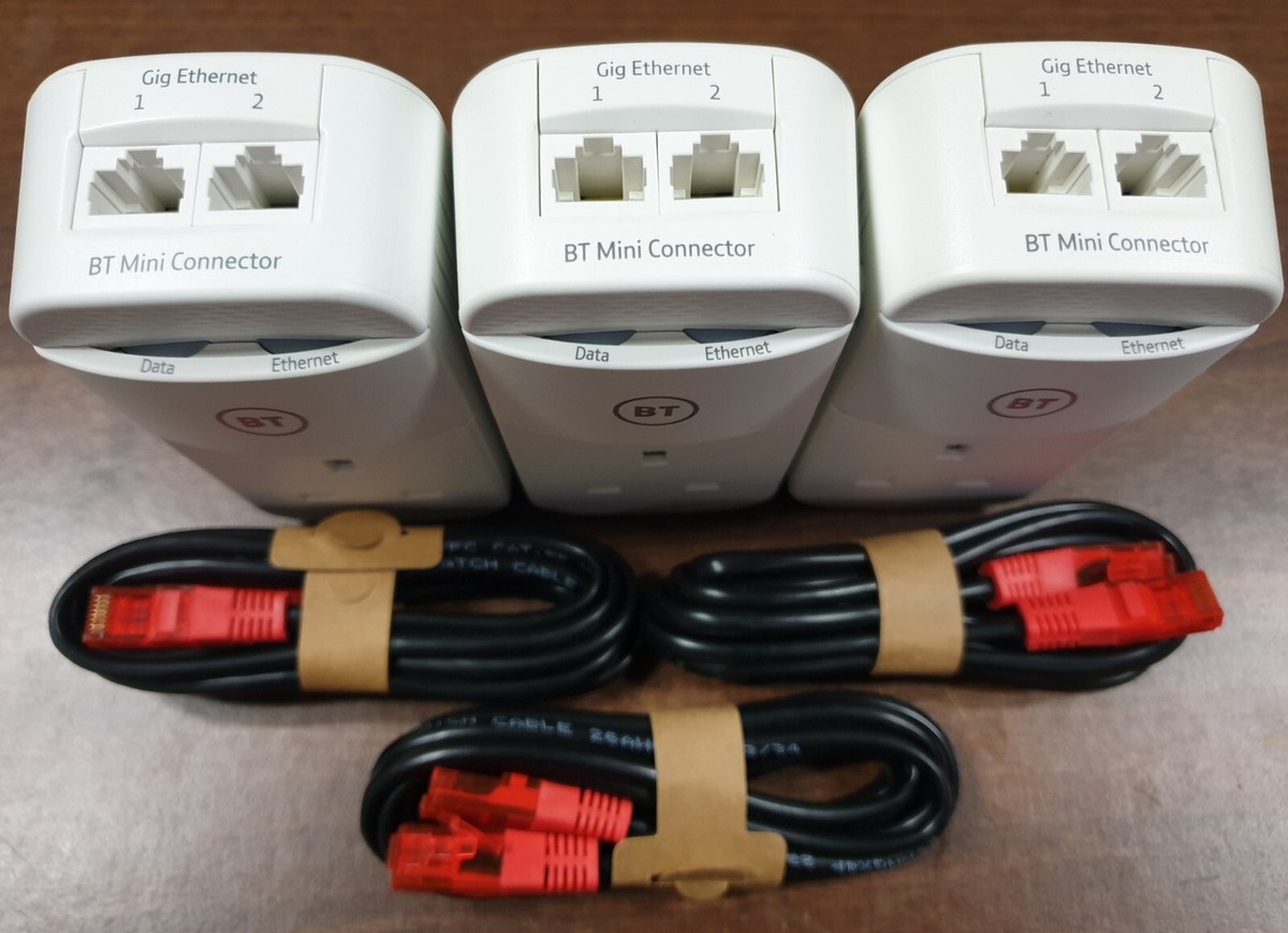 x BT Mini Connectors v2 VERSION 1000Mb GIGABIT Powerline Adapters NEW  MODEL