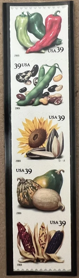 US Scott 4007a 2006 39c Mint Crops Of America Coil Plate Block Of 5 MNH - Image 3 of 3