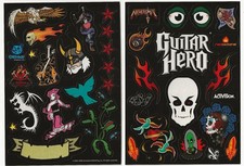 Set of 2 Original Sticker Sheets from Guitar Hero - 2008 Activision - NEW Unused
