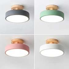 Nordic Wood Round Ceiling Light Hallway Bedroom Lamp