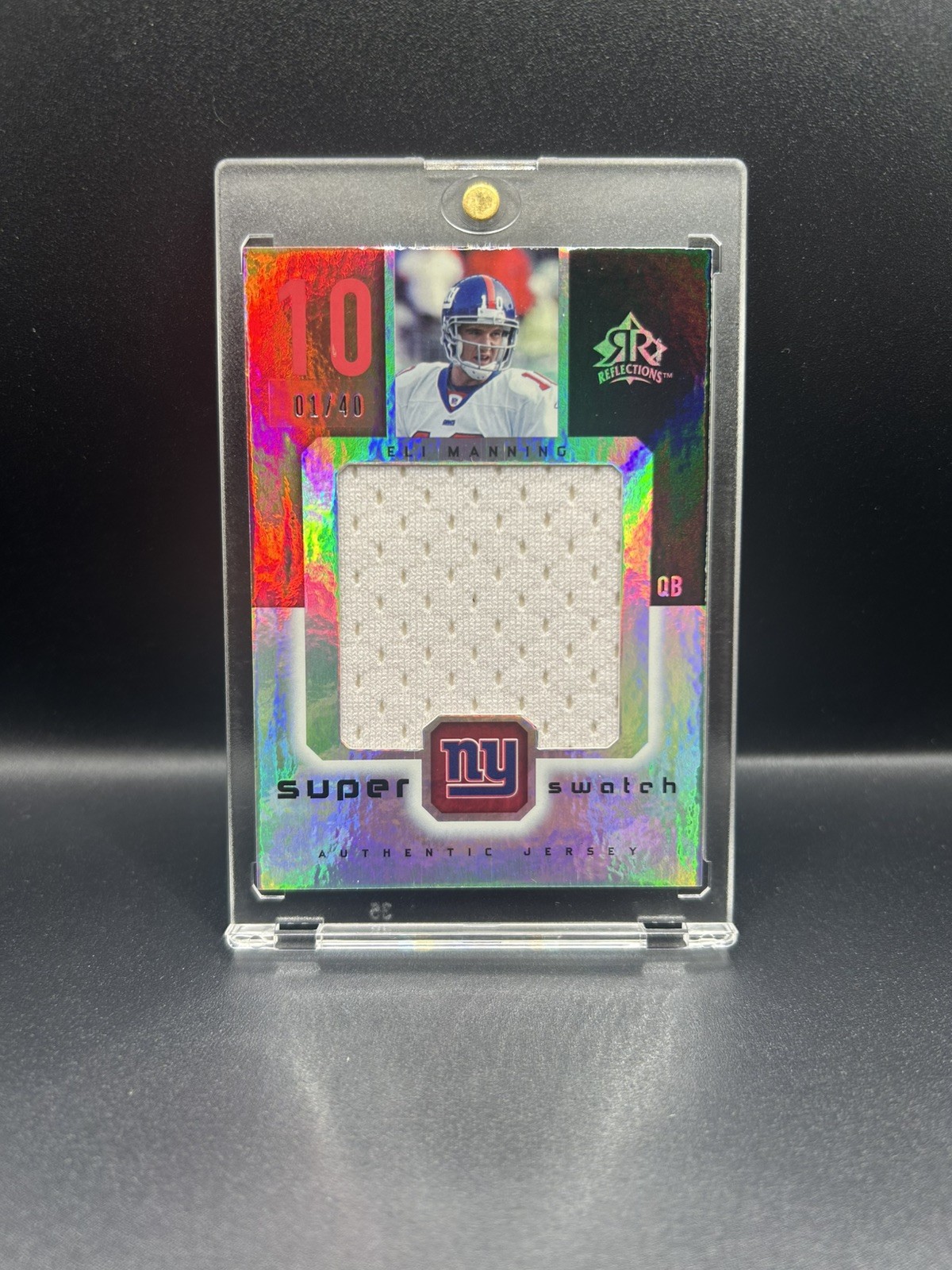 2005 Upper Deck Eli Manning Reflections Super Swatch 1/40 FIRST ON PRINT ALPHA