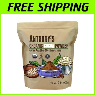 Anthony's 2 lb Organic Cocoa Powder - Non-GMO, Unsweetened, Gluten-Free