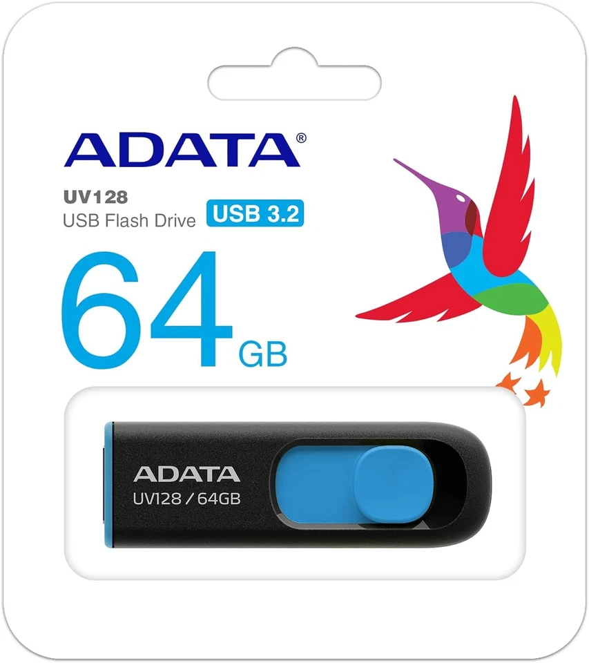 ADATA UV128 64GB USB3.1 Flash Drive, black/blue UV128 64 GB - Image 2 of 4