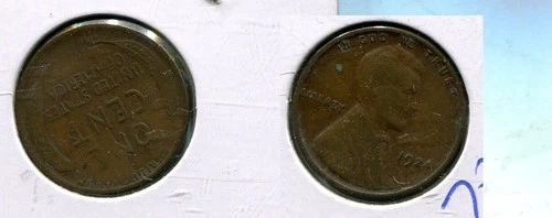 1924 D LINCOLN HEAD PENNY F VF CARBON SPOT 7879T