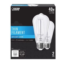 Feit ST19 E26 Medium Filament LED Bulb Daylight 40 Watt Equivalence 2 pk