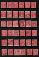 1914 KGV 1d Red x 36 Stamps 'Various Shades and Postmarks' - Free Post - RD03