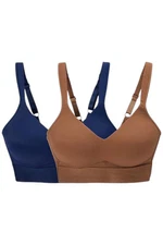 Rhonda Shear 2-pack Molded Cup Bra w Wrap Back Mahogany/Midnight