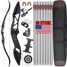 56" 30-50 Archery Set Metal Riser Takedown Recurve Bow RH Hunting Target Arrows
