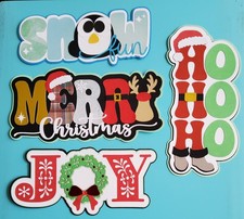 JOY HOHOHO MERRY CHRISTMAS or SNOW FUN Title Scrapbook Page DIE CUT