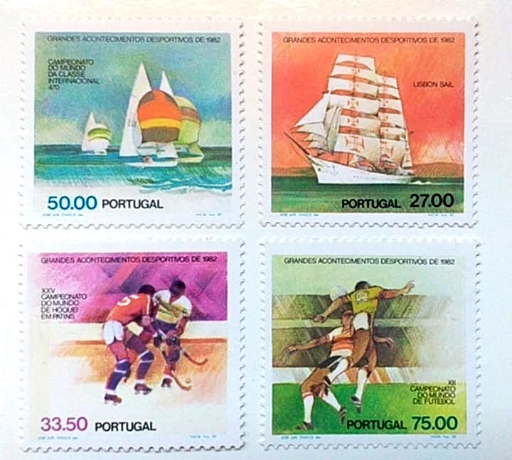 SELLOS DEPORTES PORTUGAL 1982 Nº 1537/40 BARCOS VELA /FÚTBOL 4v. Nuevos - Imagen 1 de 1
