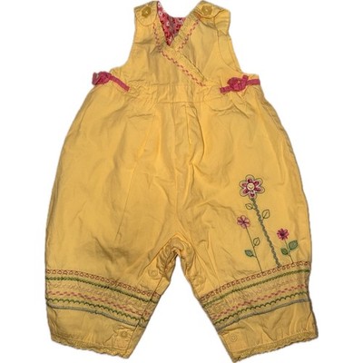 Vintage Childrens Place Yellow Floral Embroidered Overalls Romper 3-6 Months