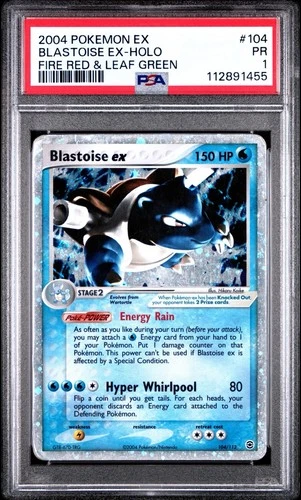 2004 Pokémon Blastoise EX Ultra Rare EX-Holo Fire red& Leaf green 104/112 PSA 1