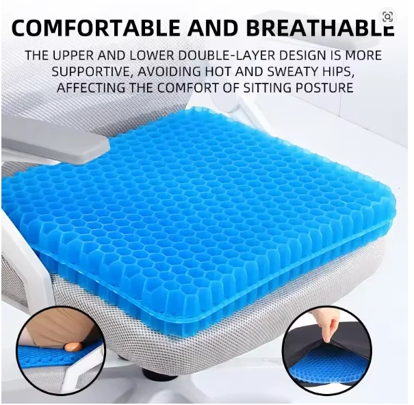 Gel Seat Cushion Summer Breathable Honeycomb Design For Pressure Relief Back Tai