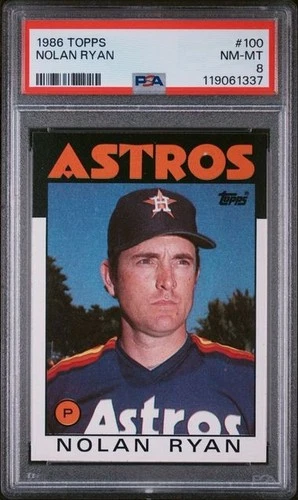 ⭐ 1986 Topps Nolan Ryan #100 Houston Astros PSA 8 NM-MT - Fresh Slab 🚀