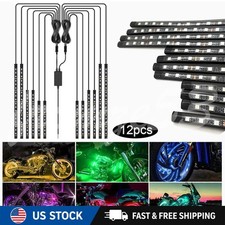 12pcs Motorcycle Rgb Led Strip Light Under Glow Neon Kit Bluetooth App Control