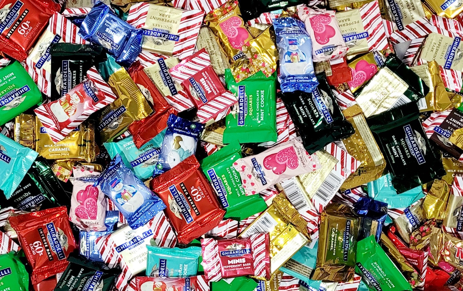 Ghirardelli Chocolates Squares/Hearts/Snowmen BULK Assortment 