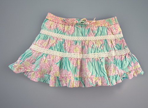 Lilly Pulitzer Lazy Paisley Skirt Sz 2T Ruffle Lace Tiered Resort Excellent