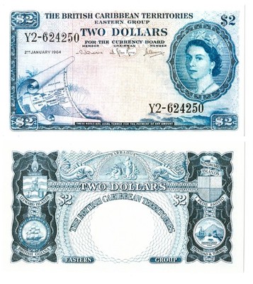 u Reproduction Note British Caribbean Territories 2 Dollars 1964 Pick #8   5322R
