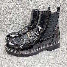 River Island Bota Mocasín Mujer 8 41 Negro Charol Acolchado Tobillo Pull On
