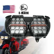 Honeycomb Mesh Head Lamp LED Dual Headlight for 2015-2023 Harley Road Glide