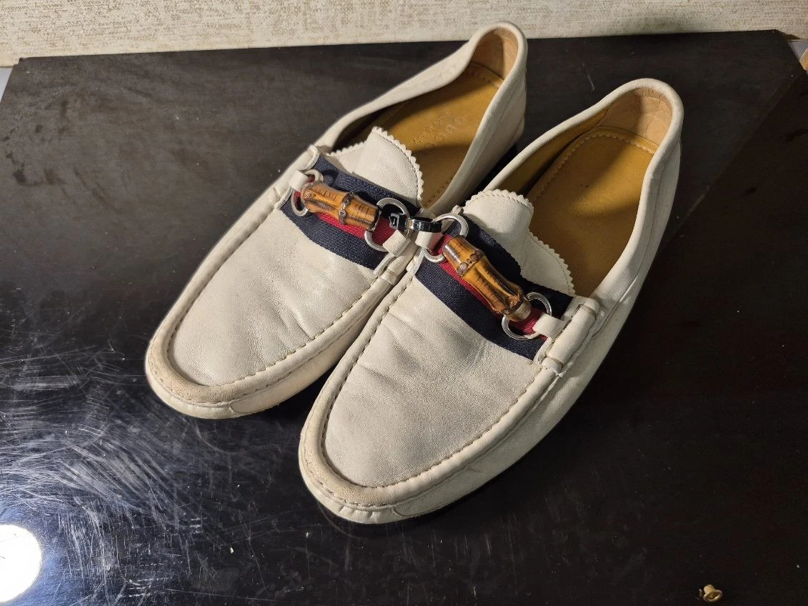 GUCCI SHOES MENS BROGUE WHITE LEATHER OXFORD LOAFERS sz 9.5 10 43.5 Gucci Oxford White Dress Shoes for Men for sale | eBay main image 3