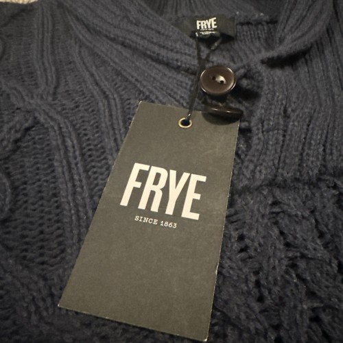 New Frye Mens Collared Cable Knit Henley Sweater NWT $99 Size Large - True Navy - Picture 3 of 6