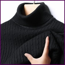 Autumn Winter Men's Turtleneck Sweater Warm Slim Fit Knitted Pullover