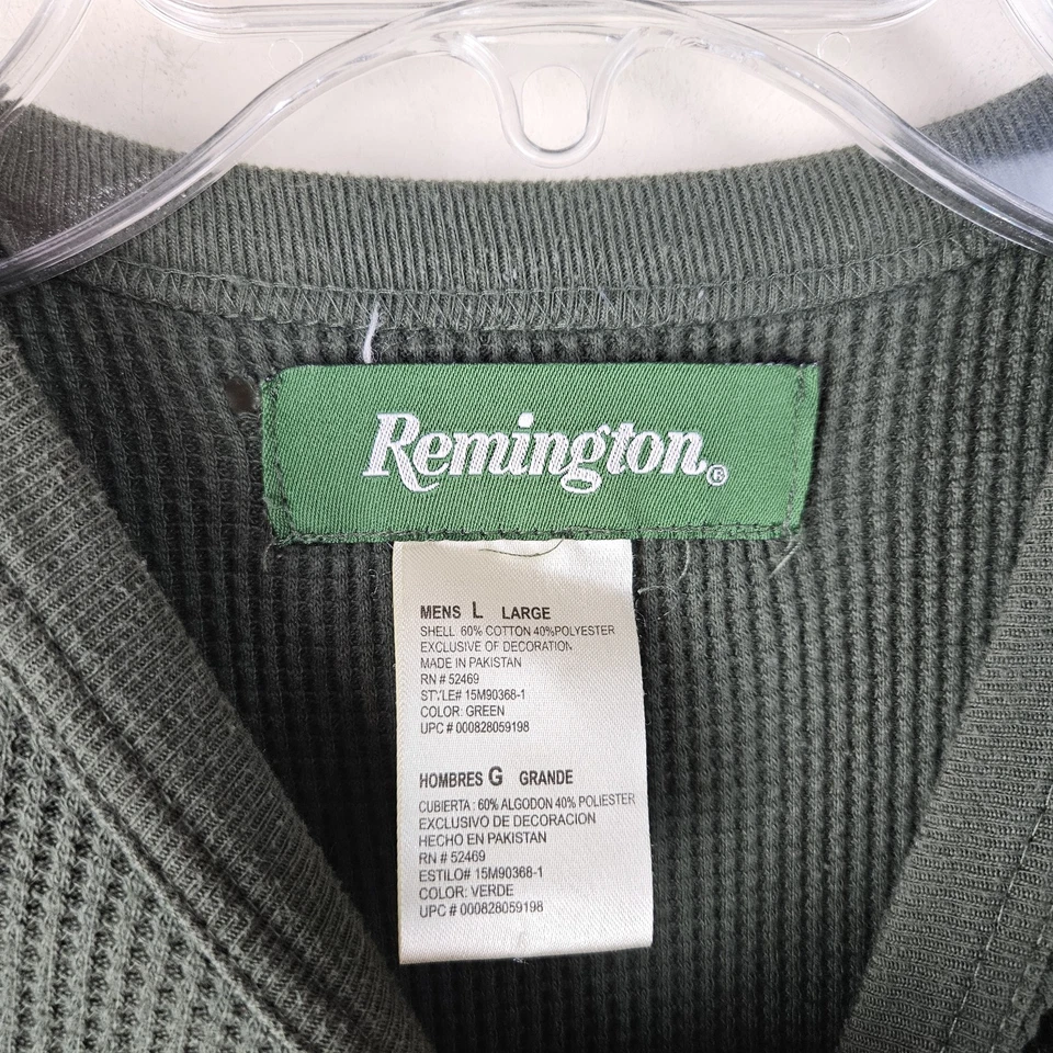 Camisa waffle masculina manga longa Remington armas de fogo grande térmica verde gráfico - Imagem 3 de 4