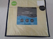 New NAUTICA "ALLAIRE MICROFIBER" 4-Pc. TWIN Sheet Set - YELLOW lattice pattern
